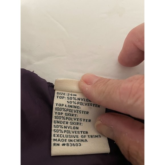 Laura Ashley Purple Dress Satin Chiffon Overlay Belted Cap Sleeve Sz 24 Months - Picture 3 of 4